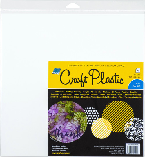 3 Pack - Grafix Craft Plastic Sheets 12"X12" 4/Pkg-Opaque White .010 - KOWCP124 - 096701149049