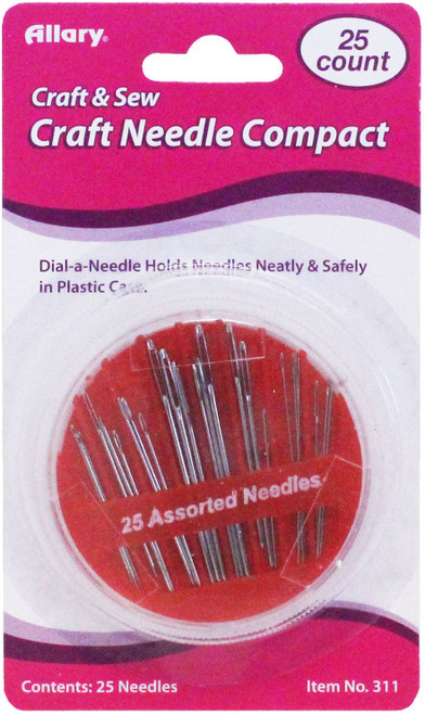 12 Pack Allary Craft Needle Compact 25/Pkg-Assorted Sizes 311A - 750557003114