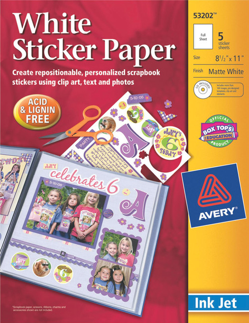 2 Pack - Avery Ink Jet Sticker Paper W/CD 8.5"X11"-Matte White 5/Pkg - 532-02 - 072782532024
