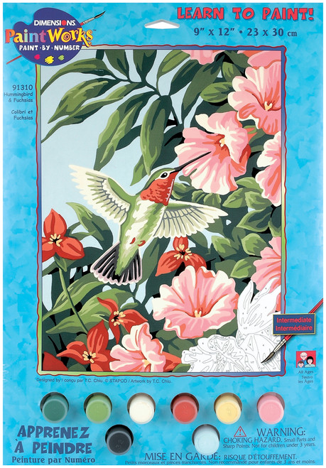 2 Pack Paint Works Paint By Number Kit 9"X12"-Hummingbird & Fuchsias 91310 - 088677913106