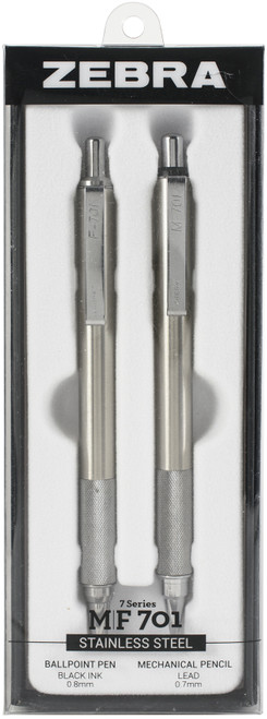 Zebra M/F 701 Stainless Steel Pen & Pencil Gift Set 2/Pkg-Pen 0.8mm & Mechanical Pencil 0.7mm - 10519 - 045888105195