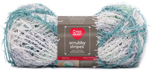 Red Heart Scrubby Stripes Yarn-Cool Mint - E833S-145 - 073650059179