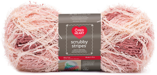 Red Heart Scrubby Stripes Yarn-Peachy - E833S-122 - 073650059124