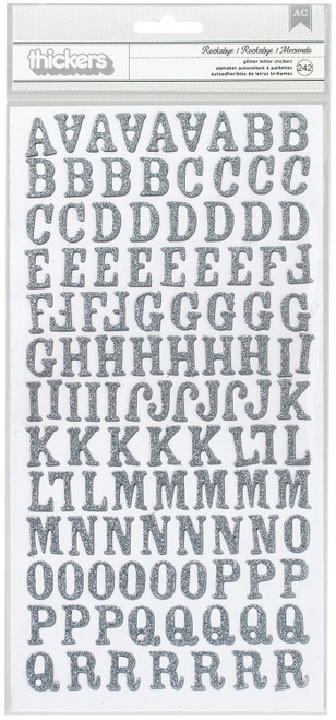 3 Pack American Crafts Chipboard Alphabet Stickers-Rockabye-Silver Glitter, 242/Pkg 43030 - 718813430302