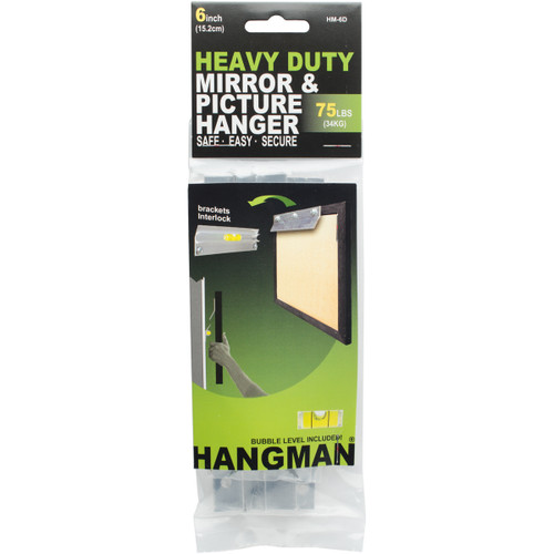 2 Pack - Hangman Heavy Duty Mirror & Picture Hanger W/Walldogs 6"-75lbs - HM-6D - 681391207287 2 Pack - Hangman Heavy Duty Mirror & Picture Hanger W/Walldogs 6"-75lbs - HM-6D - 681391207287
