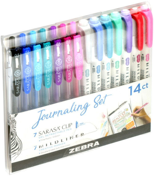 Zebra Mildliner Journaling Set 14/Pkg-Assorted Colors & Styles - 10014