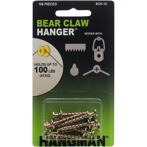 2 Pack - Hangman Double Headed Bear Claw Hanger 1" 10/Pkg-Gold - BCK-10 - 681391207911 2 Pack - Hangman Double Headed Bear Claw Hanger 1" 10/Pkg-Gold - BCK-10 - 681391207911