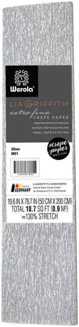 2 Pack Lia Griffith Metallic Crepe Paper 19.6"X78.7"-Silver LG11001 - 190705000006