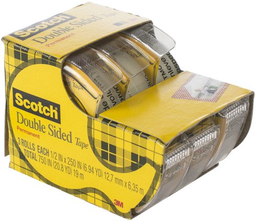 2 Pack Scotch Permanent Double-Sided Tape 3/Pkg-.5"X250" 3136-3M