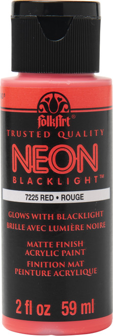 6 Pack FolkArt Neon Acrylic Paint 2oz-Red FANEON-7225 - 028995072253