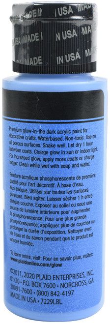 6 Pack - Folkart Glow In The Dark Paint 2oz-Blue - FGLOW-7229 6 Pack - Folkart Glow In The Dark Paint 2oz-Blue - FGLOW-7229