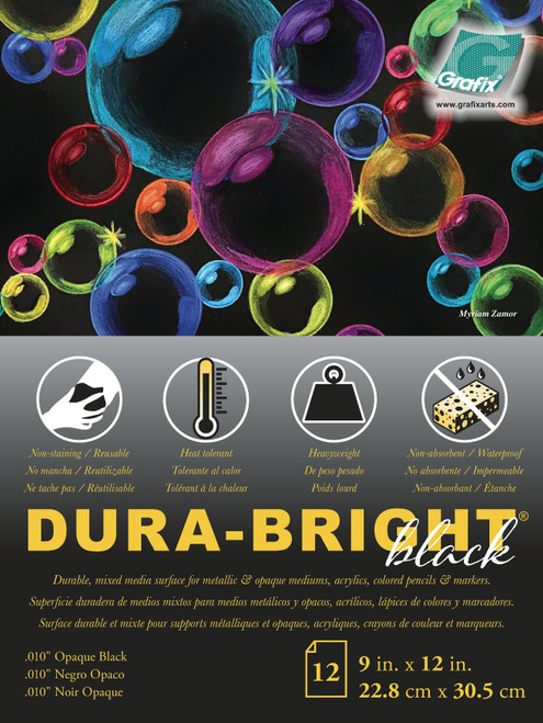 Grafix Dura-Bright Opaque Black Pad .010" Pad 9"X12"-12 Sheets/Pad P10DBOB