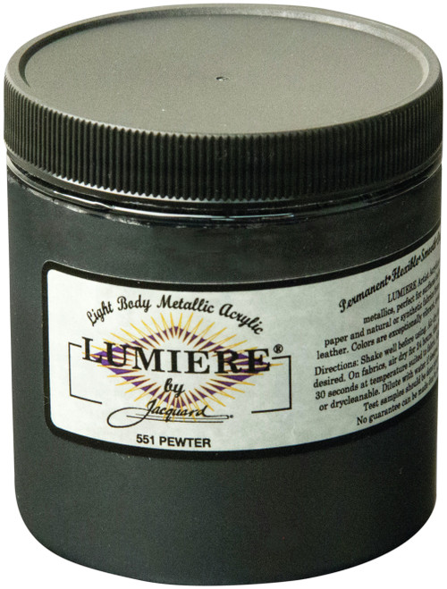 Jacquard Lumiere Metallic Acrylic Paint 8oz-Pewter - LUMIERE8-551 - 743772255109