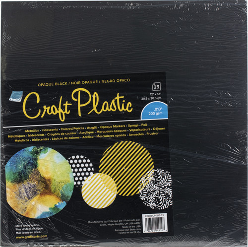 Grafix Craft Plastic Sheets 12"X12" 25/Pkg-Opaque Black .010 - K10OBCP1 - 096701149148