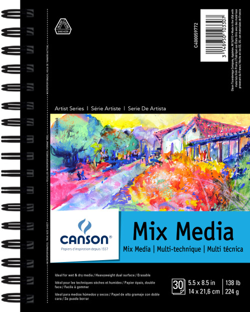 2 Pack - Canson Mix Media Pad 5.5"X8.5"-30 Sheets - 59772 - 31489501033073148950103307