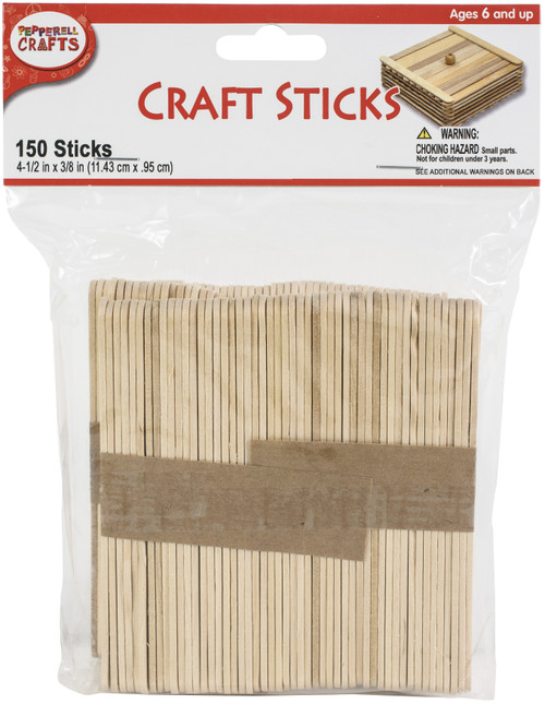 6 Pack - Pepperell Crafts Craft Sticks 4.5"X.375" 150/Pkg-Natural - WP08 - 725879100087