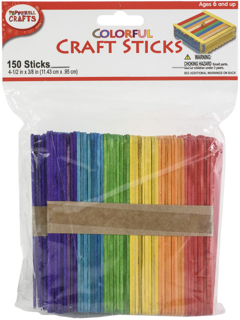 6 Pack - Pepperell Crafts Craft Sticks 4.5"X.375" 150/Pkg-Colorful - WP09 - 725879100094