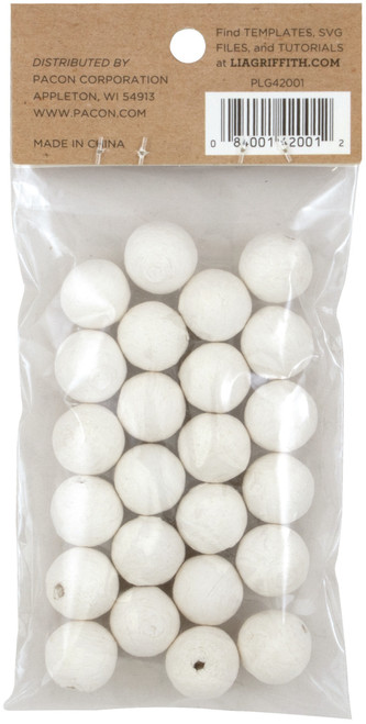 3 Pack Lia Griffith Cotton Spun Paper Balls 15mm 24/Pkg-White PLG42001