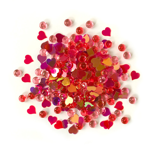 6 Pack - Buttons Galore Shimmerz Embellishments 18g-Heart Felt - BRZ-104