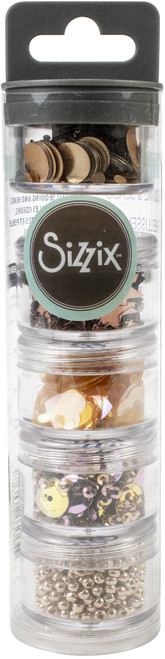 3 Pack Sizzix Making Essential Sequins & Beads 5/Pkg-Rose Gold, 5g Per Pot SIZZ6-63865 - 630454260387