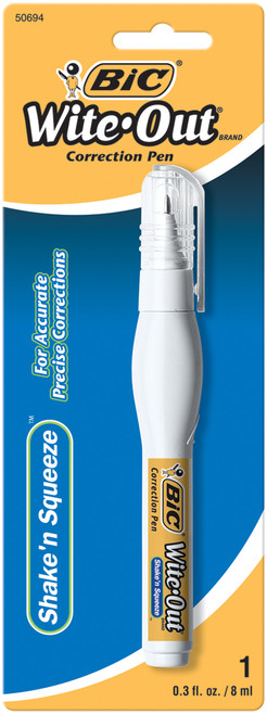 3 Pack BIC Wite-Out Shake'n Squeeze Correction Pen-.3oz -WOSQPP11 - 070330506947
