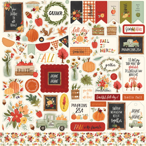 Hello Autumn Cardstock Stickers 12"X12"-Elements EA122014 - 787790193517