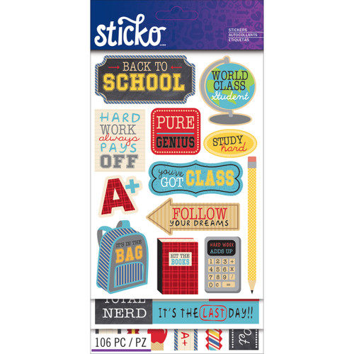 Sticko Themed Flip Pack Stickers 106/Pkg-School E5260121 - 015586798982