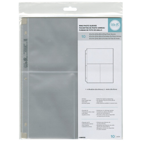 3 Pack We R Ring Photo Sleeves 8.5"X11" 10/Pkg-(2) 6"X4" Pockets WR660132 - 633356601326