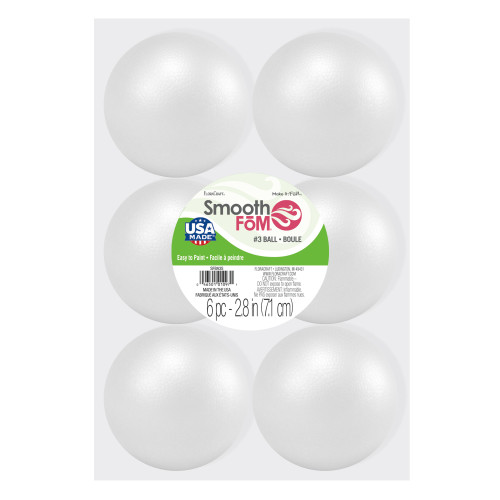 4 Pack - FloraCraft SmoothFoM Ball 6/Pkg-2.8" - SFBA3S - 046501010971