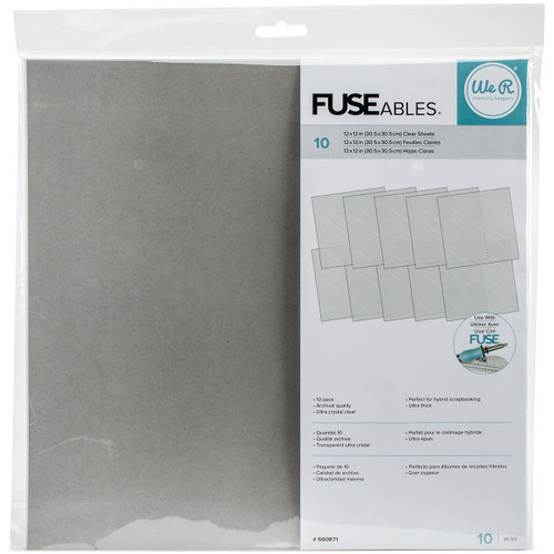 3 Pack We R FUSEables Fuse Clear Sheets 12"X12" 10/PkgWR660871 - 633356608714