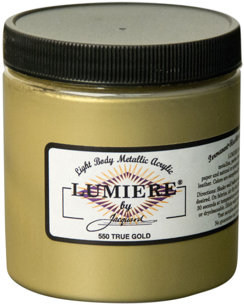 Jacquard Lumiere Metallic Acrylic Paint 8oz-True Gold - LUMIERE8-550 - 743772255000