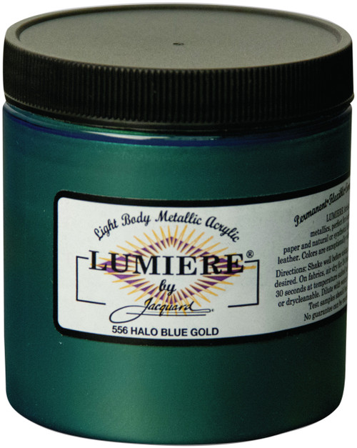 Jacquard Lumiere Metallic Acrylic Paint 8oz-Halo Blue Gold LUMIERE8-556 - 743772255604