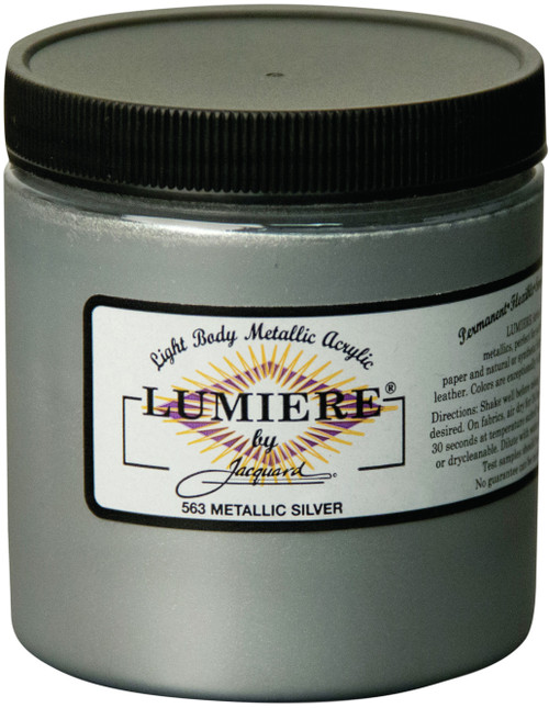 Jacquard Lumiere Metallic Acrylic Paint 8oz-Metallic Silver LUMIERE8-563 - 743772256304