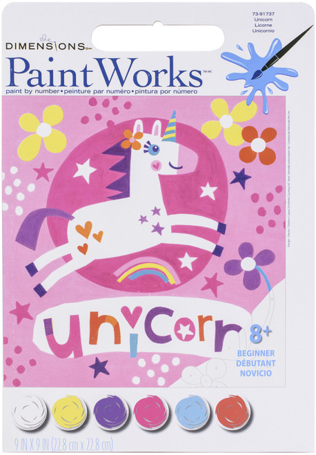 3 Pack Paint Works Paint By Number Kit 9"X9"-Unicorn 91737 - 088677917371