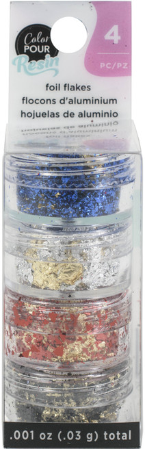American Crafts Color Pour Resin Mix-Ins 4/Pkg -Reversible Foil Flakes 34002241 - 718813535779