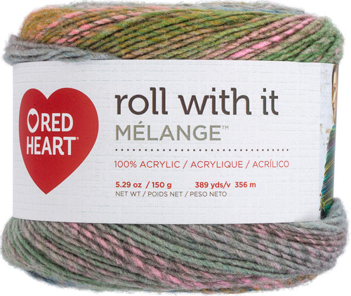 3 Pack - Red Heart Roll With It Melange Yarn-Green Room - E890-0635 - 073650044717