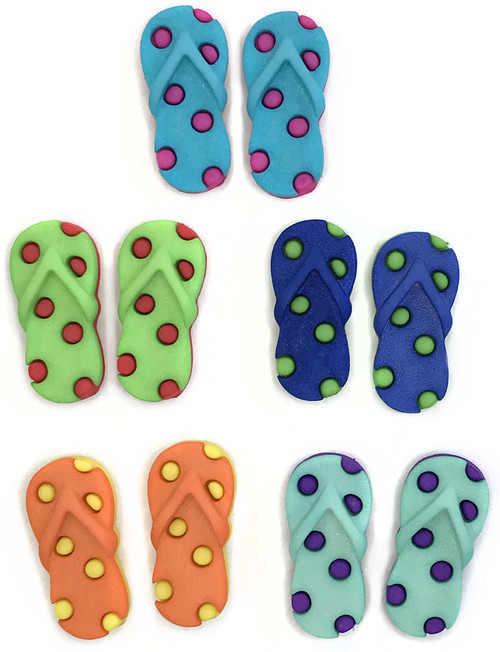6 Pack - Buttons Galore Button Theme Pack-Funky Flip Flops - BGTP-4340