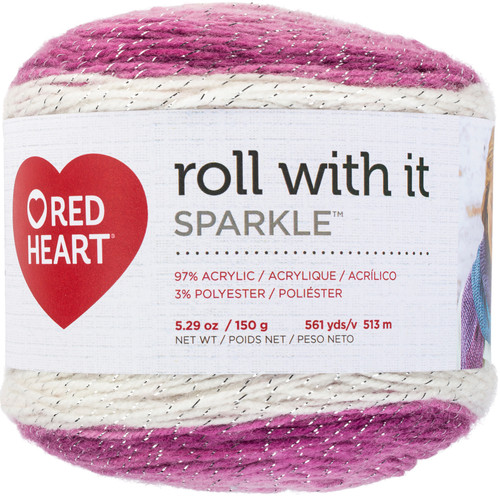 3 Pack - Red Heart Roll With It Sparkle Yarn-Pixie - E898-9710 - 073650044199 3 Pack - Red Heart Roll With It Sparkle Yarn-Pixie - E898-9710 - 073650044199