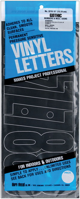 3 Pack - Duro Permanent Adhesive Vinyl Numbers 6" 48/Pkg-Black - D3219-BLACK - 029211321919