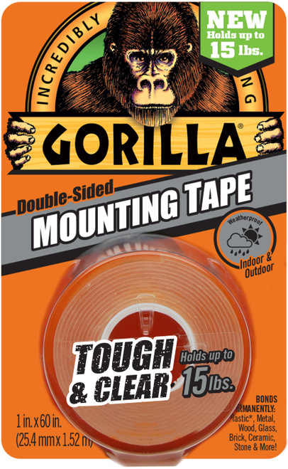 2 Pack - Gorilla Double-Sided Mounting Tape 1"X60"-Clear - 6065001