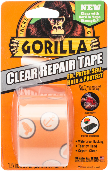 2 Pack Gorilla Glue Repair Tape 1.5"X15'-Clear -6015002 - 052427601506