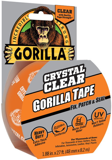 2 Pack - Gorilla Crystal Clear Gorilla Tape 1.88"x27'-Clear - 6027002 - 052427602701