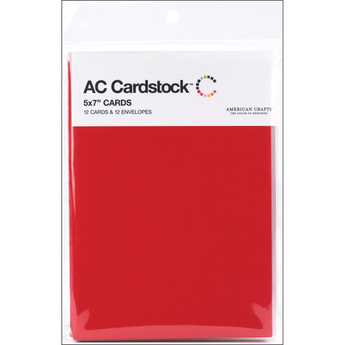 American Crafts A7 Cards W/Envelopes (5.25"X7.25") 12/Pkg-Rouge - AC71335