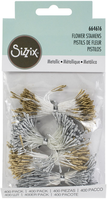3 Pack Sizzix Making Essential Flower Stamens 300/Pkg-Metallic 664616 - 630454262046