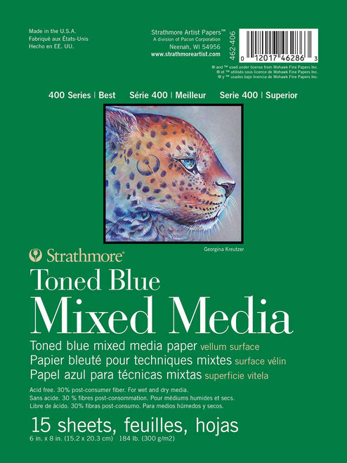 3 Pack - Strathmore 400 Series Mixed Media Pad - Tone Blue 6"X8"-15 Sheets - 62462406 - 012017462863