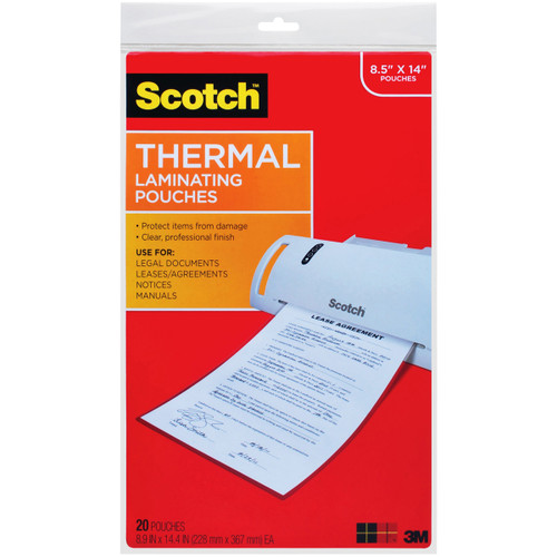 2 Pack Scotch Thermal Laminator Pouches 3 Mil 20/Pkg-8.5"X14" Legal TP385520 - 051141921228