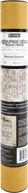 Prima Re-Design Decoupage Decor Tissue Paper 19"X30"-Washed Damask - REDTP-47742 - 655350647742