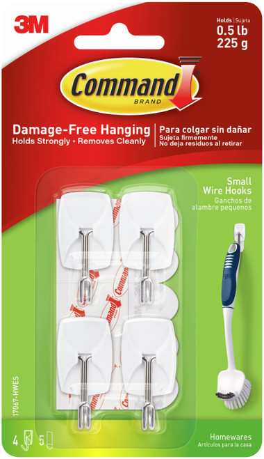 3 Pack - Command Small Wire Hooks 4/Pkg-White 4 Hooks & 5 Strips - 17067HWE - 051141598765