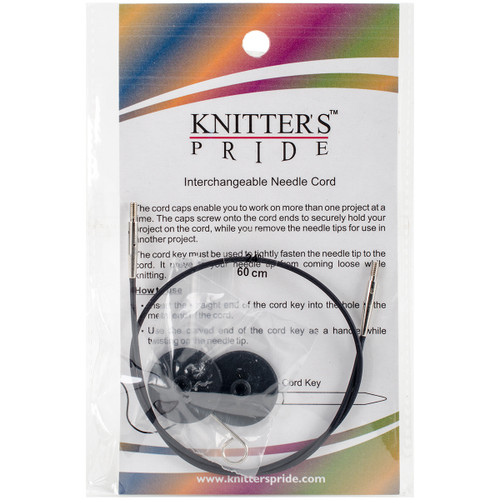 2 Pack Knitter's Pride-Interchangeable Cords 14" (24" w/tips)-Black KP800102 - 8904086231766