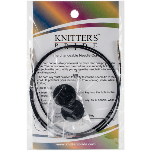 2 Pack Knitter's Pride-Interchangeable Cords 30" (40" w/tips)-Black KP800104 - 8904086231780